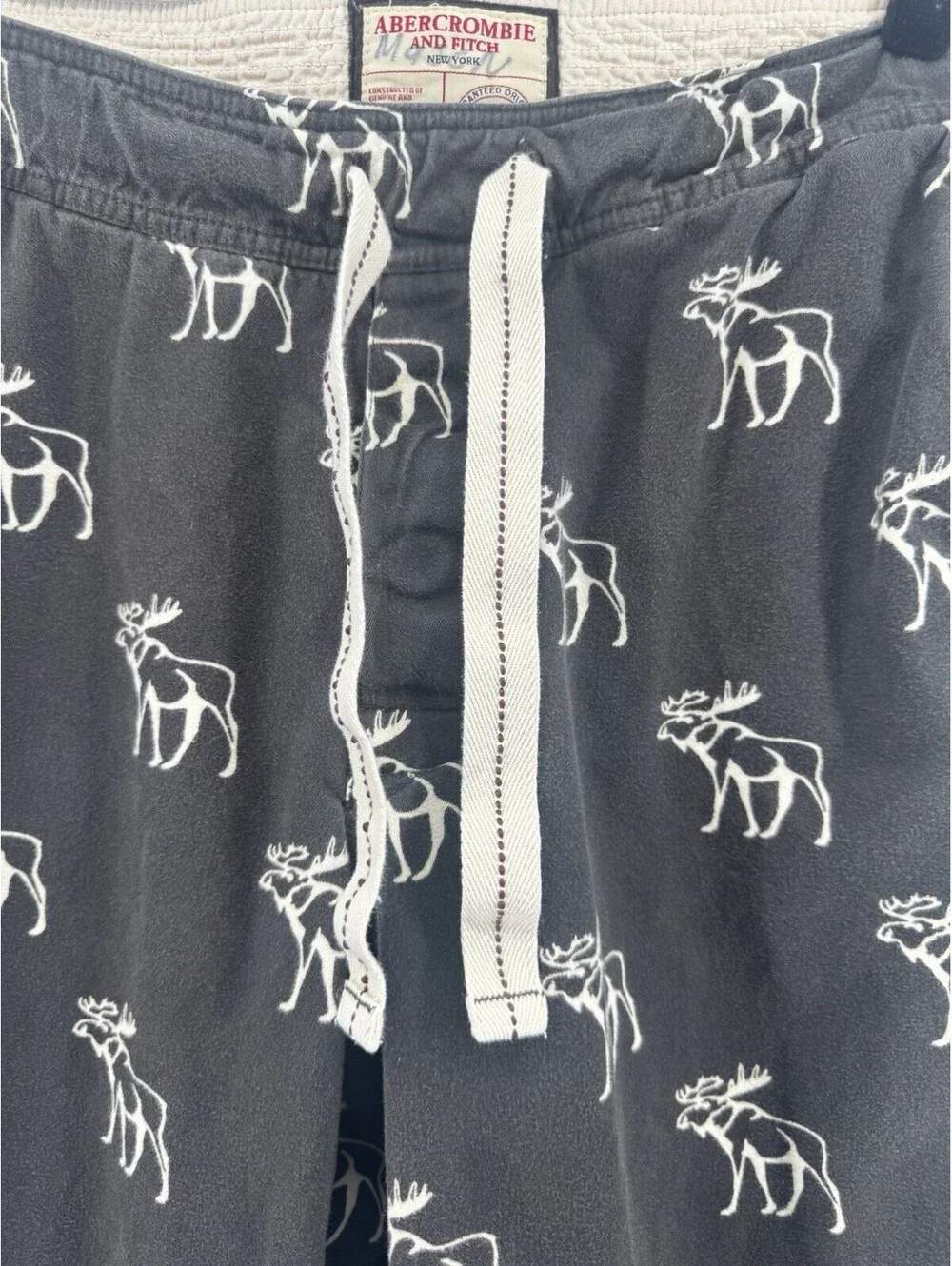 VTG Abercrombie and Fitch Pants Men’s S Charcoal  Moose Y2K Loungewear Pajama